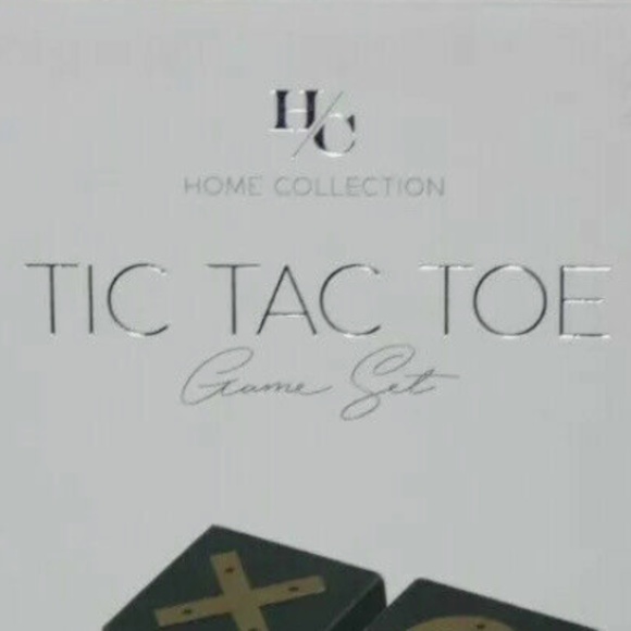 NWT ~ Tic Tac Toe Family Board Game Home Coffee Table Decor |Wood In Black/Gold - Picture 3 of 3
